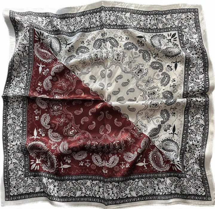 Luxury Mulberry Silk Square Scarf – Floral Elegant Neck &amp; Hair Accessory