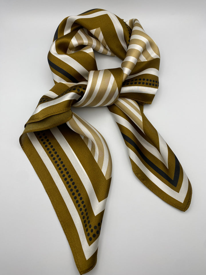 Premium Silk Square Scarf – Geometric Minimal Neck &amp; Hair Style