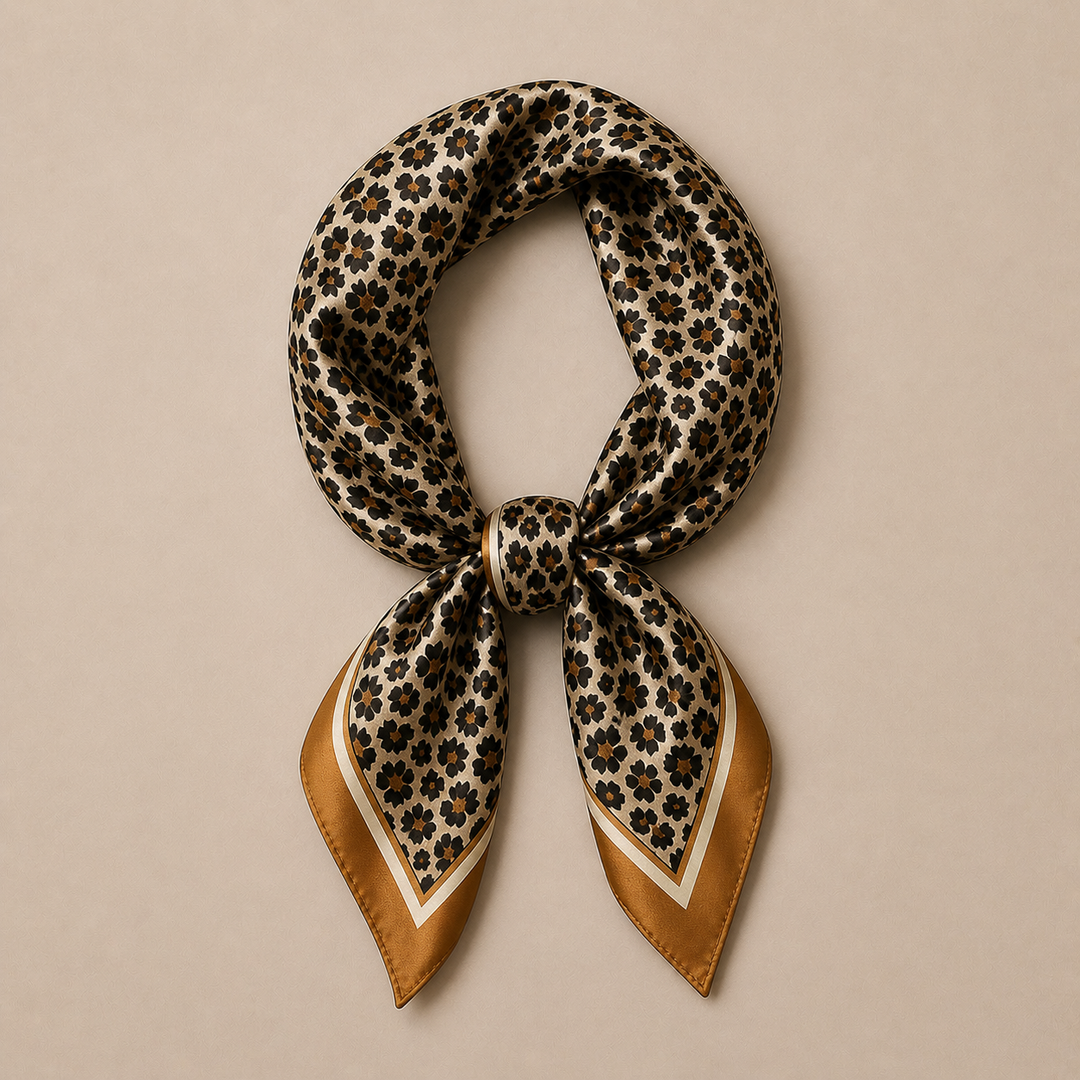 Premium Silk Square Scarf – Leopard Classic Elegant Styling Piece
