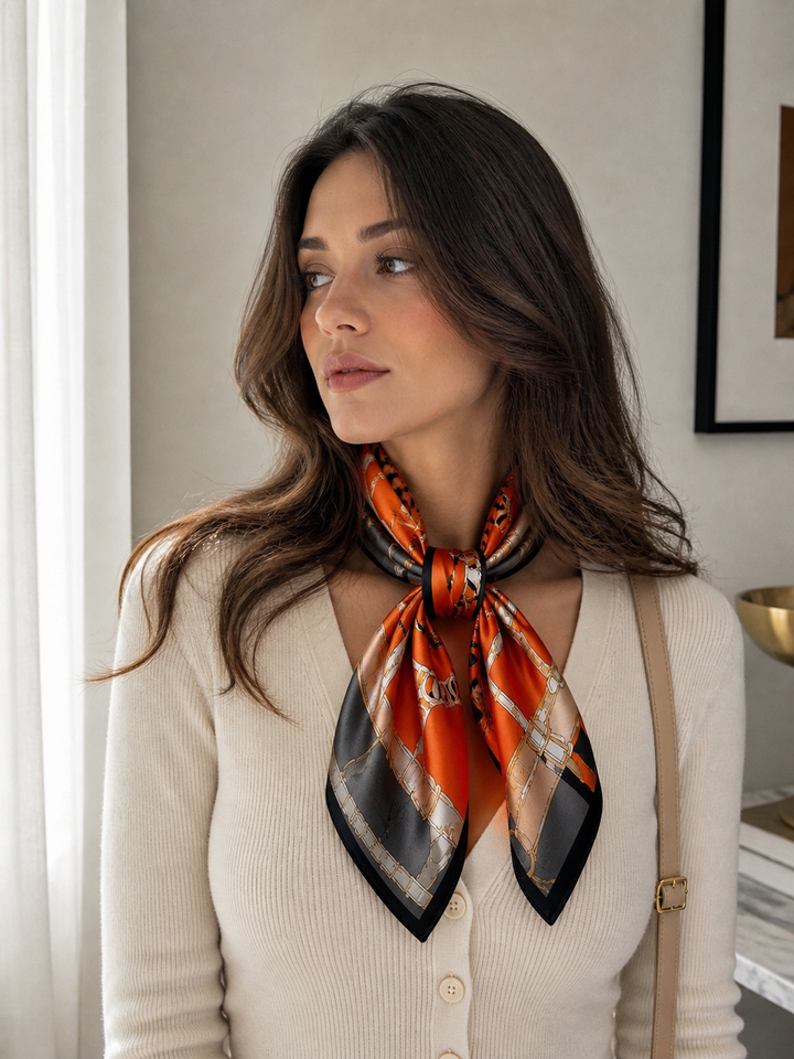 Luxury Silk Square Scarf – Equestrian Classic Neck &amp; Bag Accessory