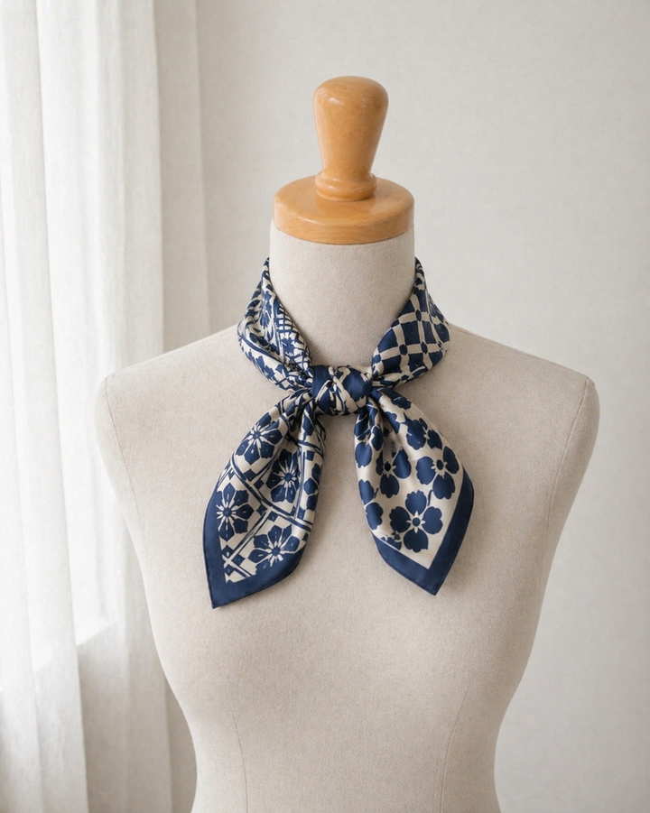 Luxury Silk Square Scarf – Elegant Neck, Hair &amp; Bag Accessory