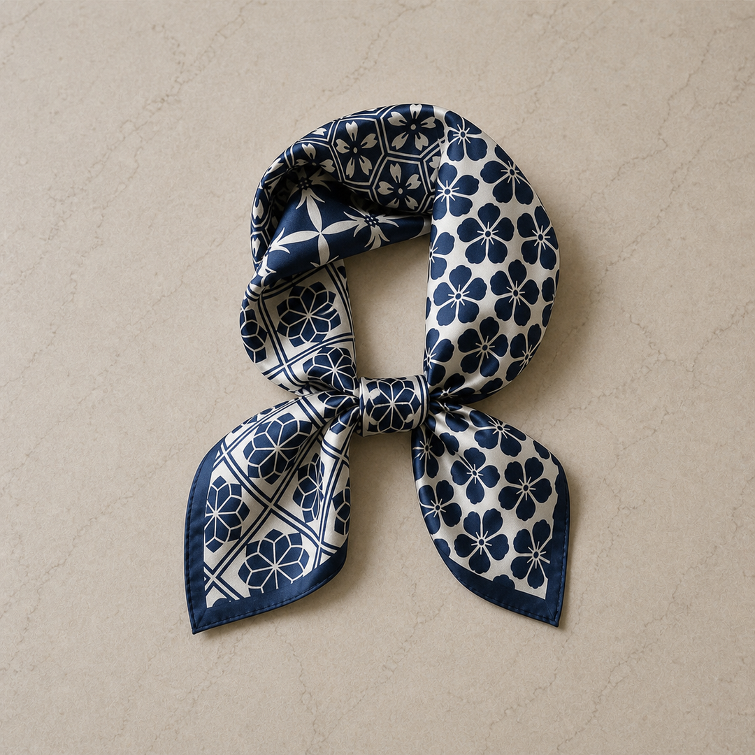 Luxury Silk Square Scarf – Elegant Neck, Hair &amp; Bag Accessory