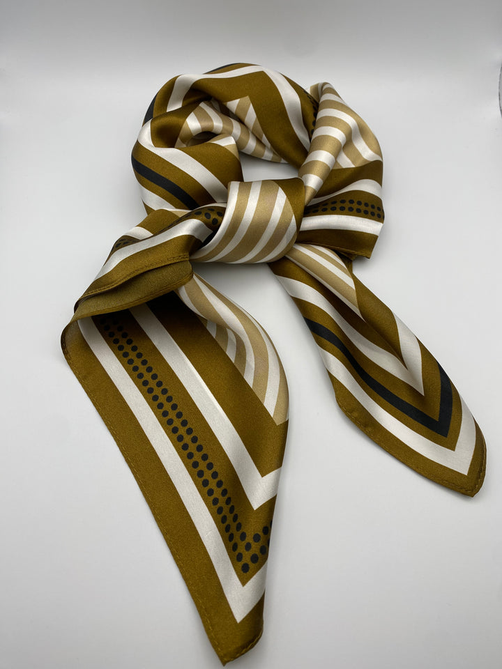 Premium Silk Square Scarf – Geometric Minimal Neck &amp; Hair Style