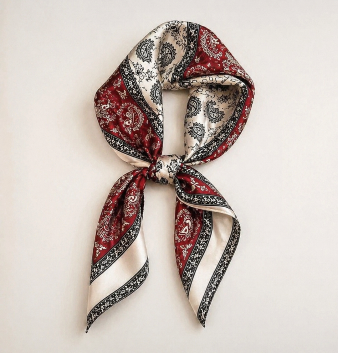 Luxury Mulberry Silk Square Scarf – Floral Elegant Neck &amp; Hair Accessory