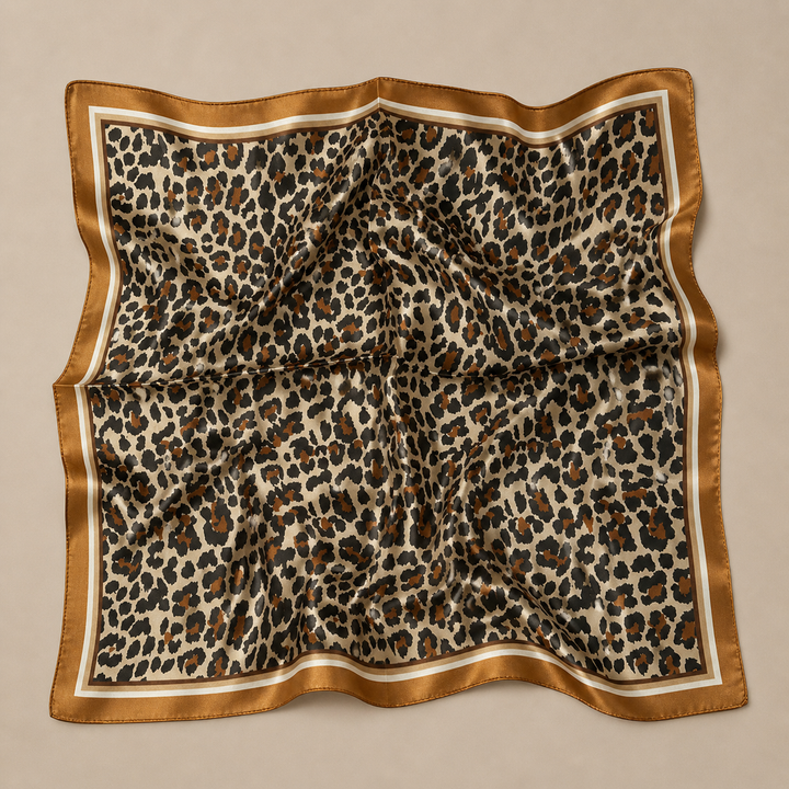 Premium Silk Square Scarf – Leopard Classic Elegant Styling Piece