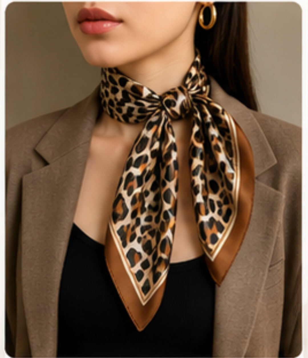 Premium Silk Square Scarf – Leopard Classic Elegant Styling Piece