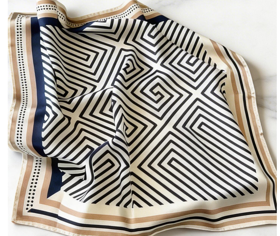 Elegant Silk Scarf Minimalist Korean Style Square Neck Accessory