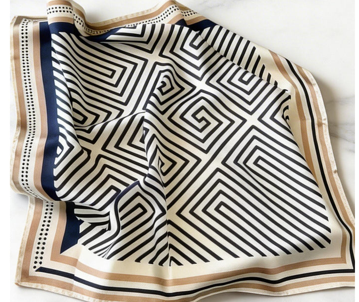 Elegant Silk Scarf Minimalist Korean Style Square Neck Accessory